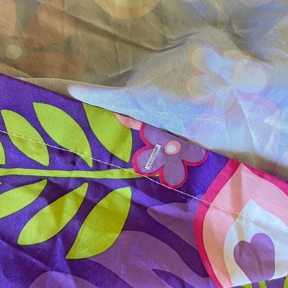 Floral Shower Curtain 72"x69" Purple Hibiscus Pattern Polyester Bathroom Decor - Picture 5 of 6